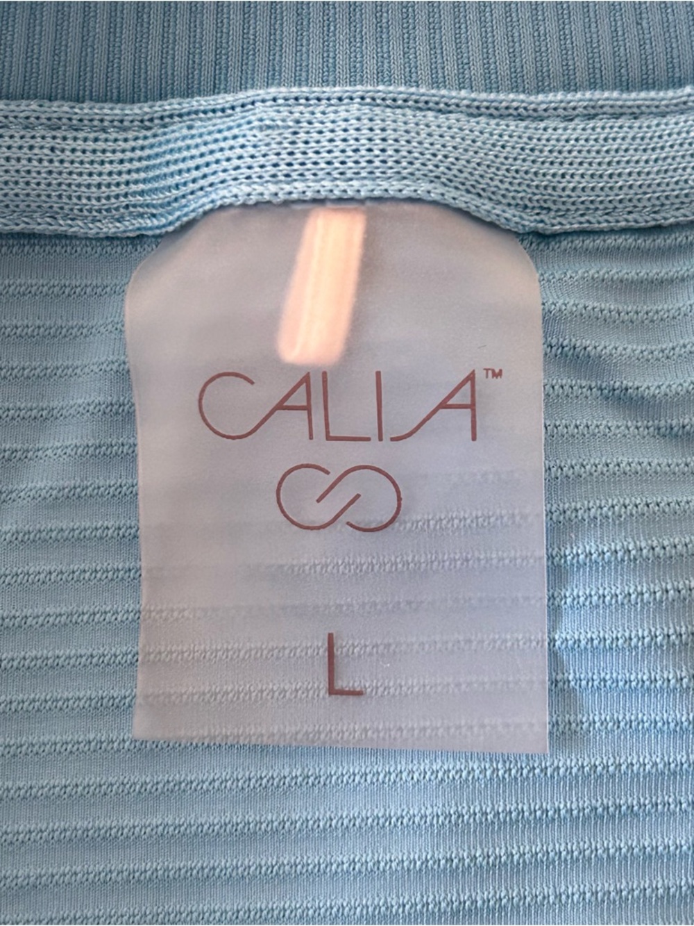 Oversized Ribbed Blue Boxy Fit Tee - Picture 4 of 5